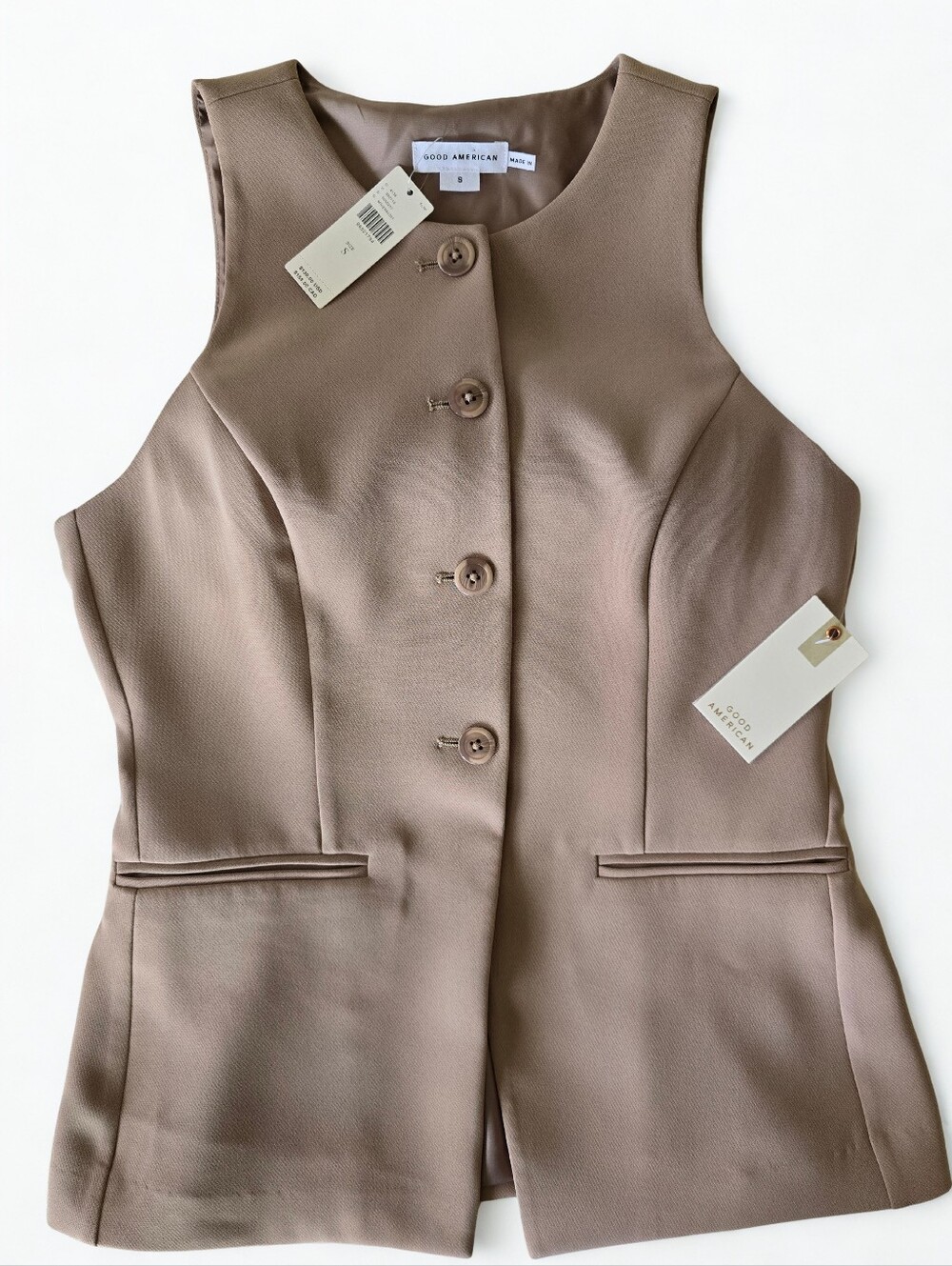 NWT Good American Luxe Suiting Sculpted Vest Mineral S